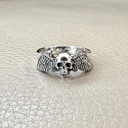 Skull Gothic Punk Angel Skull Biker Skeleton Ring