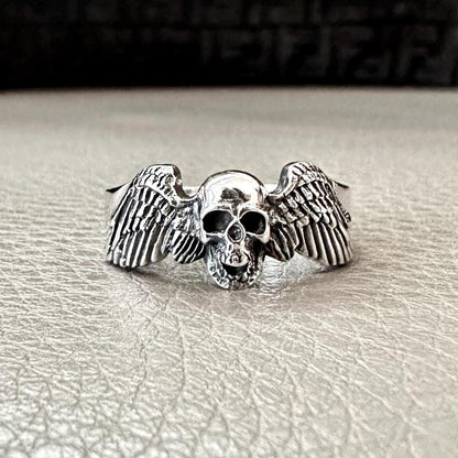 Skull Gothic Punk Angel Skull Biker Skeleton Ring