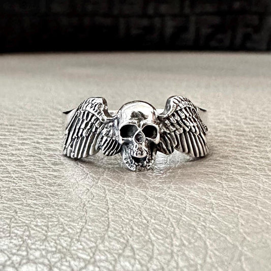 Skull Gothic Punk Angel Skull Biker Skeleton Ring