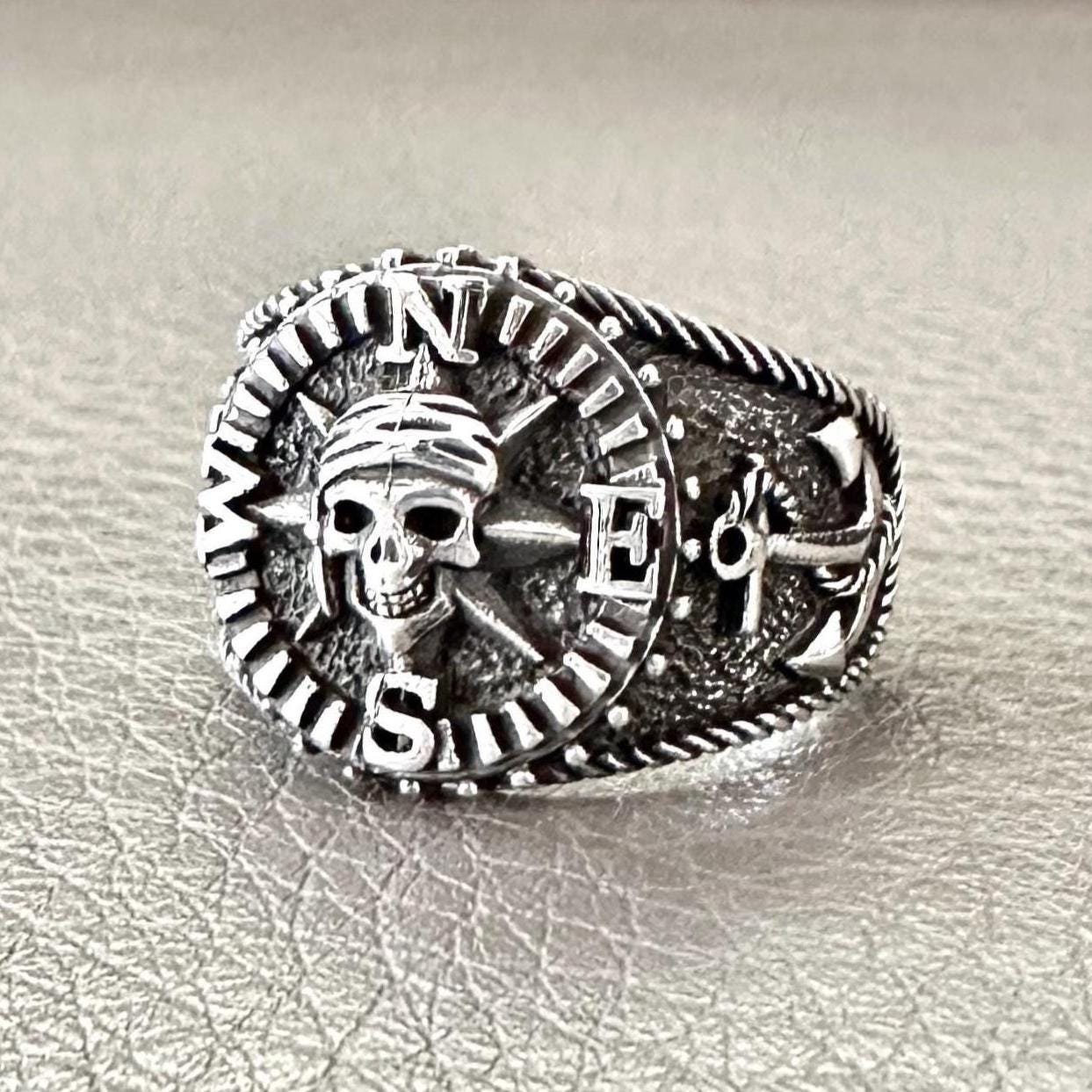 Compass Pirate North Star Sailor Anchor Ring