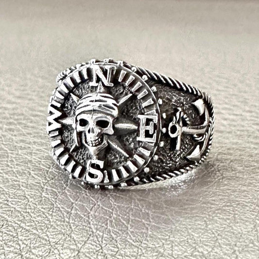 Compass Pirate North Star Sailor Anchor Ring