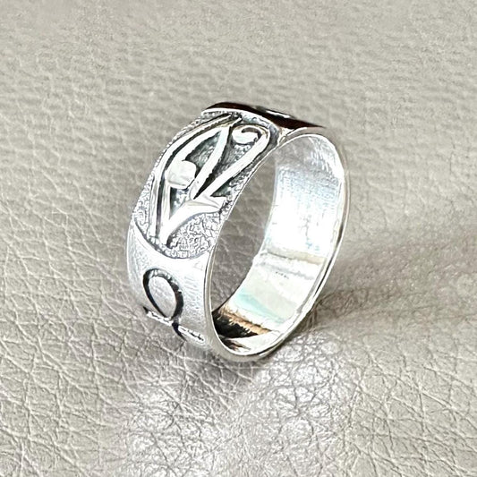 Egypt Eye of Horus Falcon Egyptian Ankh Cross Ring