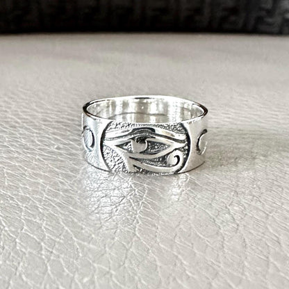 Egypt Eye of Horus Falcon Egyptian Ankh Cross Ring