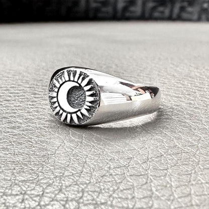 Crescent Moon and Sun Celtic Design Ring