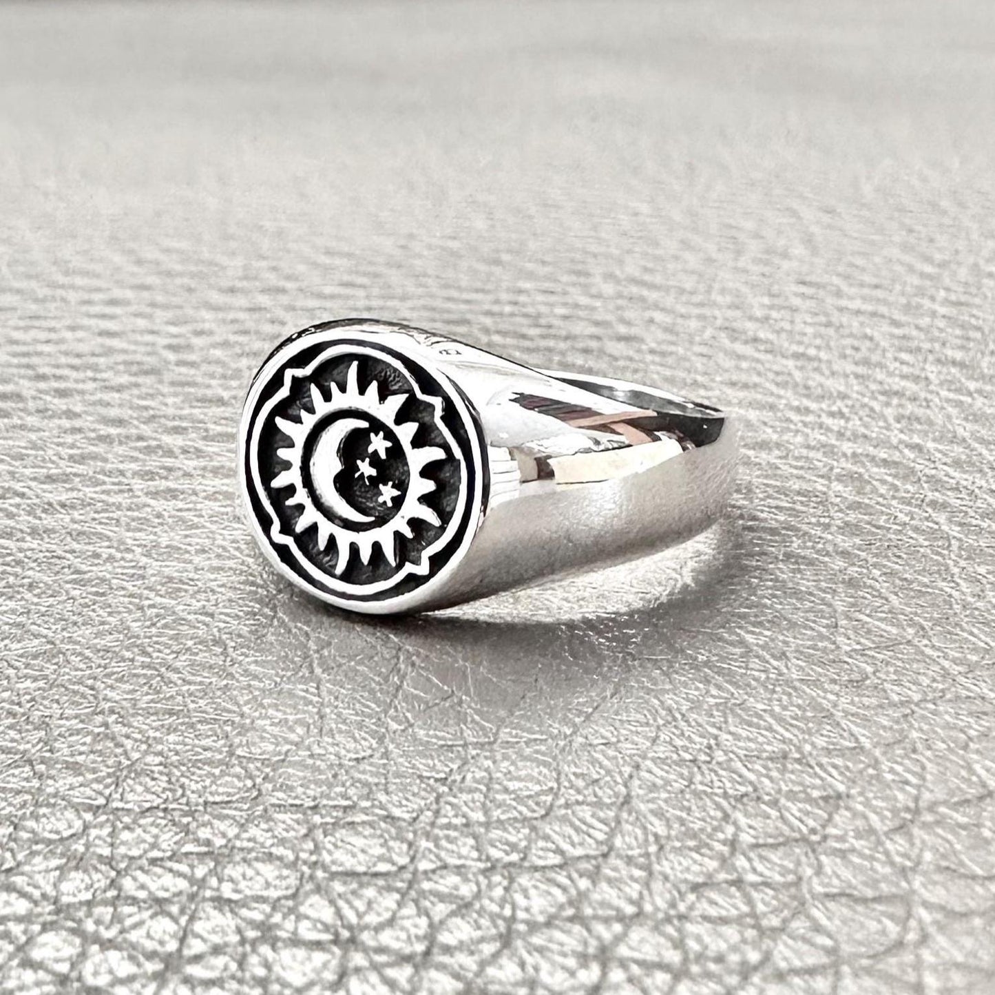 Crescent Moon and Sun Celtic Design Ring