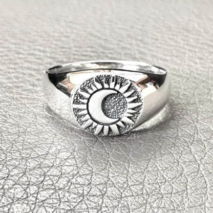 Crescent Moon and Sun Celtic Design Ring