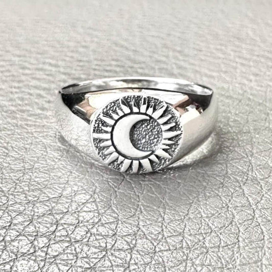 Crescent Moon and Sun Celtic Design Ring