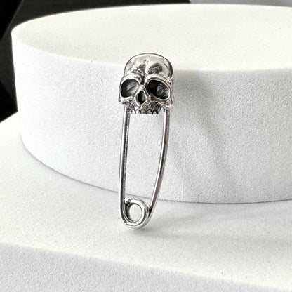 Skull Pin Gothic Biker Pirate Skull Bones Brooch
