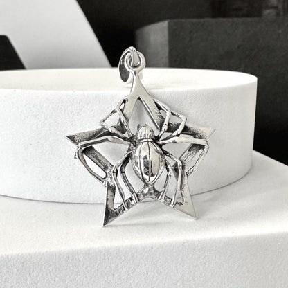 Pentagram Gothic Star Pentacle Spider Pendant/Necklace
