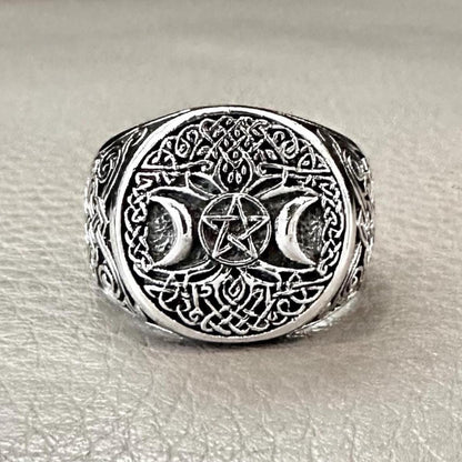 Tree of Life Viking Yggdrasil Celtic World Tree Pentagram Ring