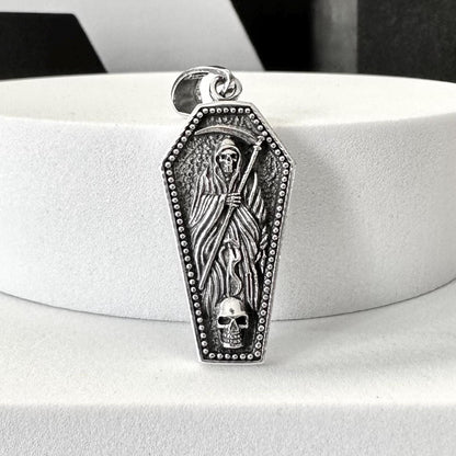 Grim Reaper Coffin Gothic Skull Skeleton Pendant/Necklace