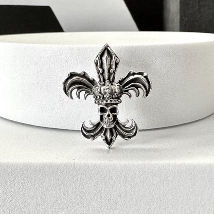 Fleur De Lis Musketeer Lily Flower Skull Pendant/Necklace