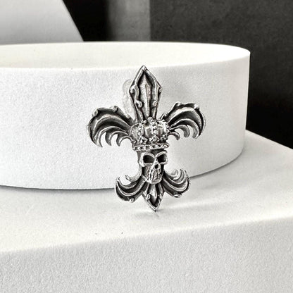 Fleur De Lis Musketeer Lily Flower Skull Pendant/Necklace
