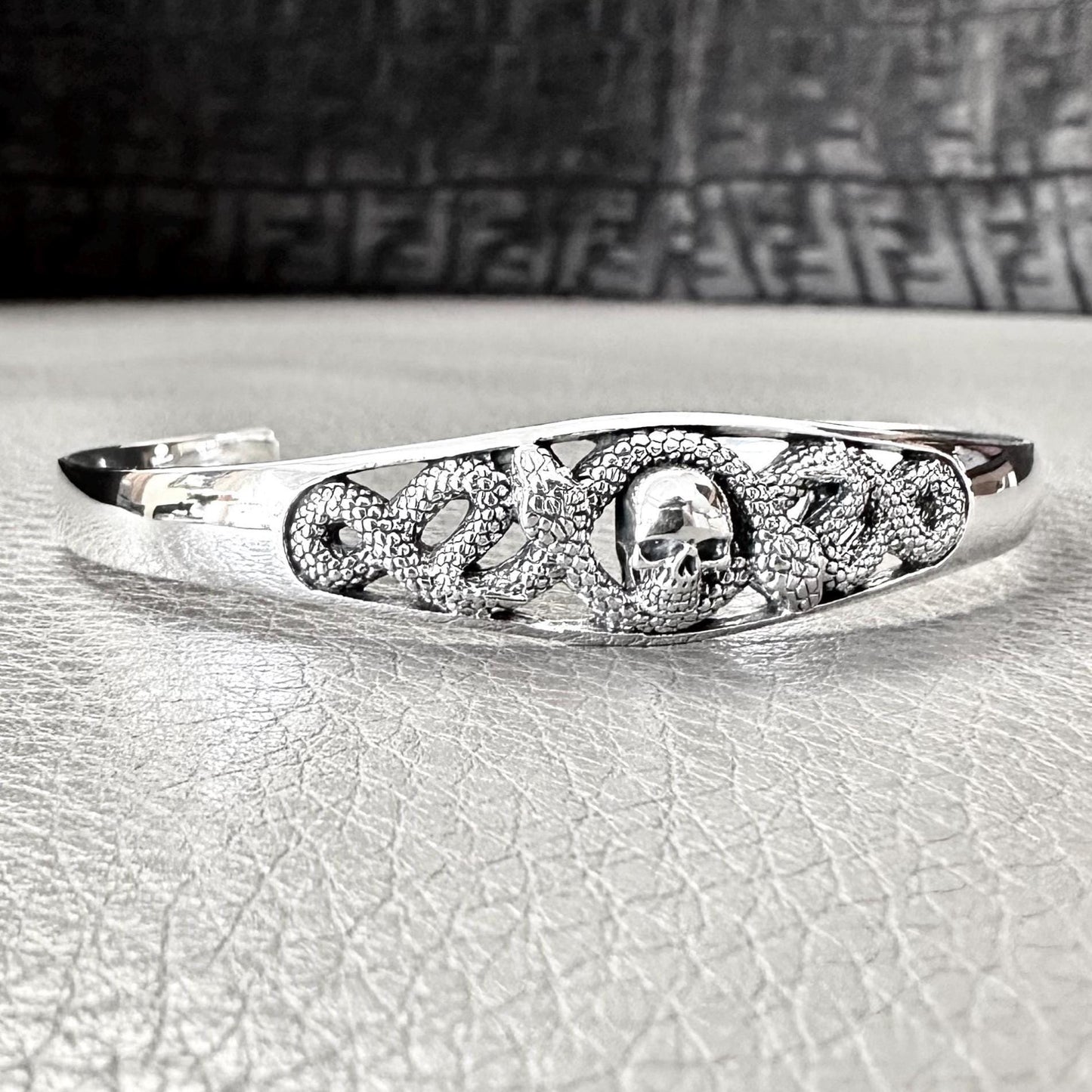 Skull Punk Biker Skeleton Gothic Snake Cuff Bracelet