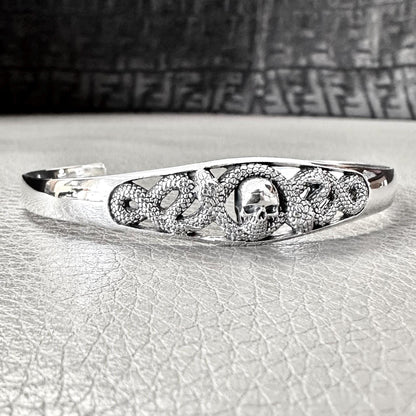 Skull Punk Biker Skeleton Gothic Snake Cuff Bracelet