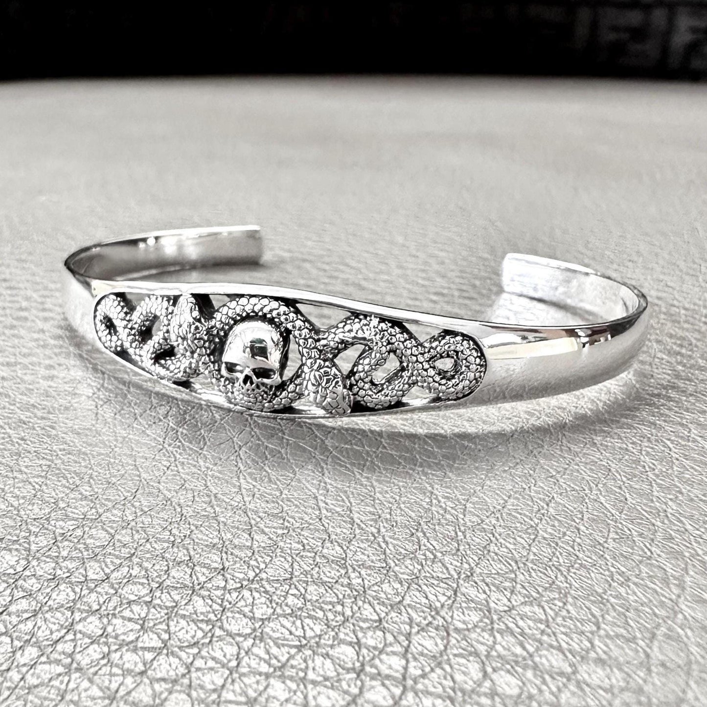 Skull Punk Biker Skeleton Gothic Snake Cuff Bracelet