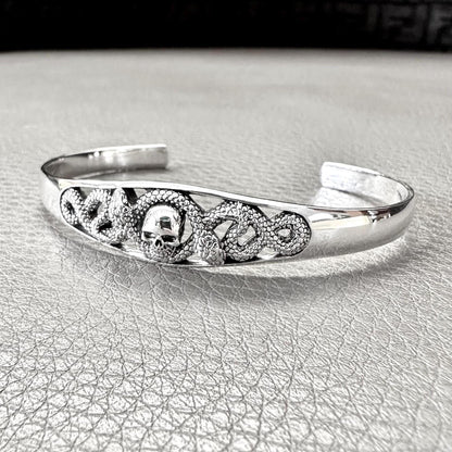 Skull Punk Biker Skeleton Gothic Snake Cuff Bracelet