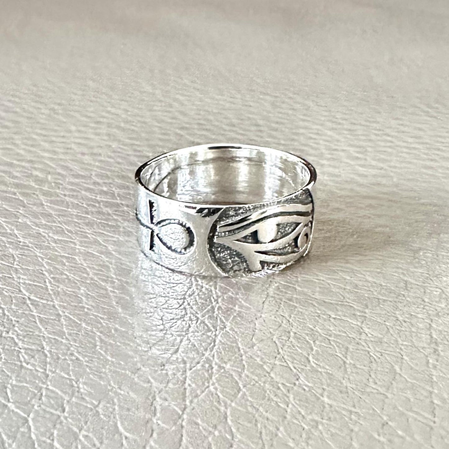 Egypt Eye of Horus Falcon Egyptian Ankh Cross Ring