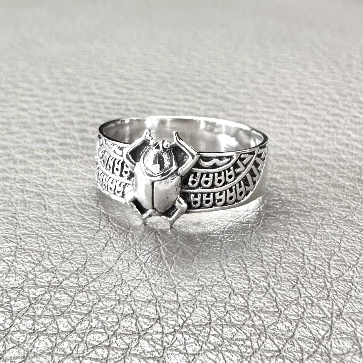 Handcrafted 925 Sterling Silver Scarab Ring Ancient Egyptian Beetle Bug Scarabaeus Amulet Ring Silver Jewelry Accessories Gift by VINTZ