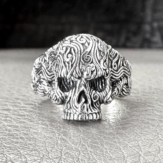 Skull Bali Floral Gothic Pirate Ring