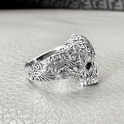 Skull Bali Floral Gothic Pirate Ring