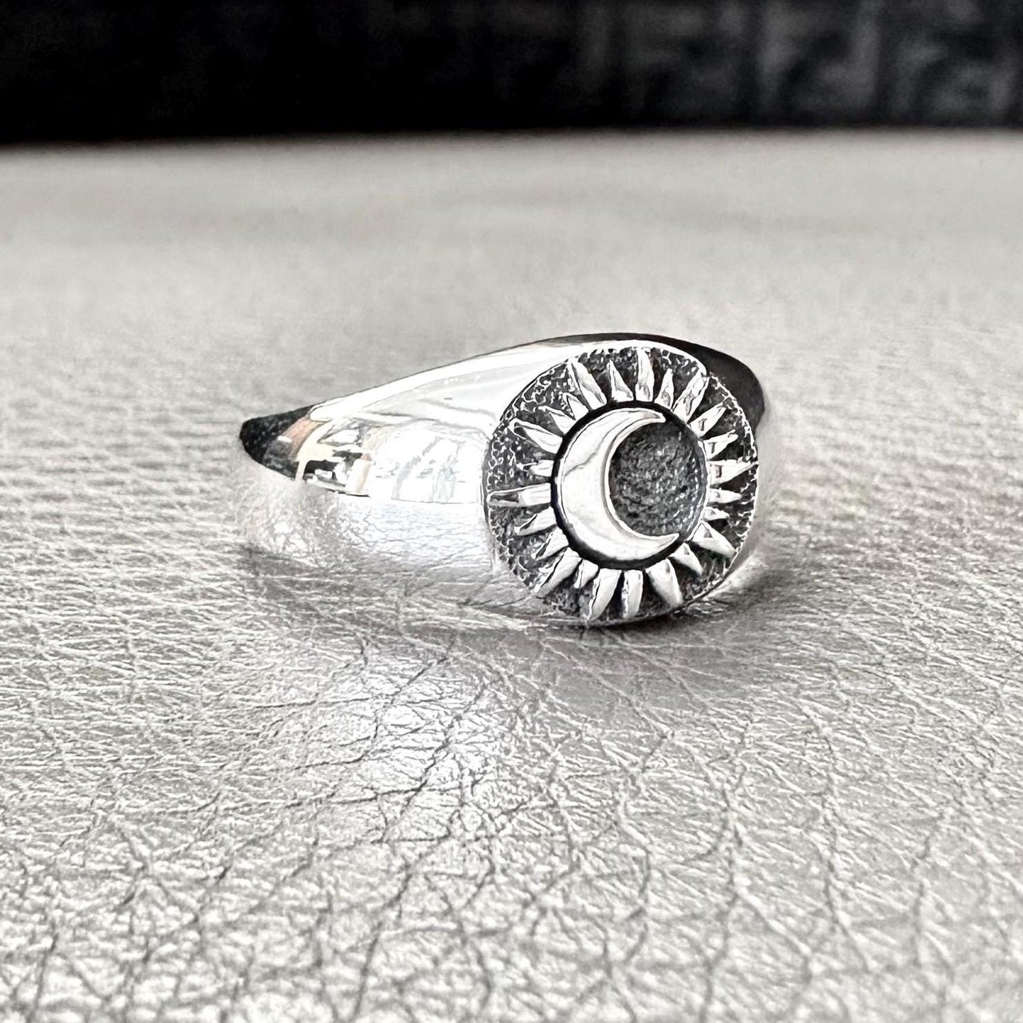 Crescent Moon and Sun Celtic Design Ring