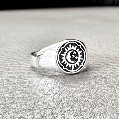 Crescent Moon and Sun Celtic Design Ring