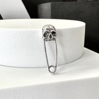 Skull Pin Gothic Biker Pirate Skull Bones Brooch