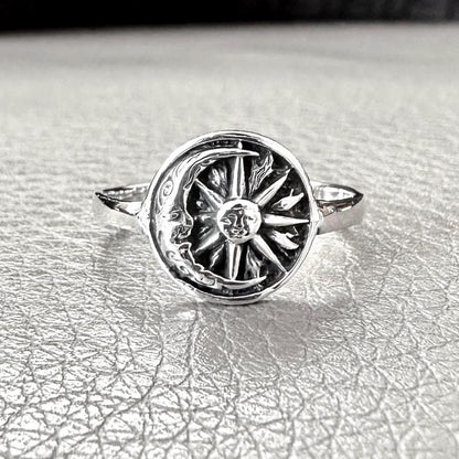 Crescent Moon and Sun Celtic Design Luna Ring
