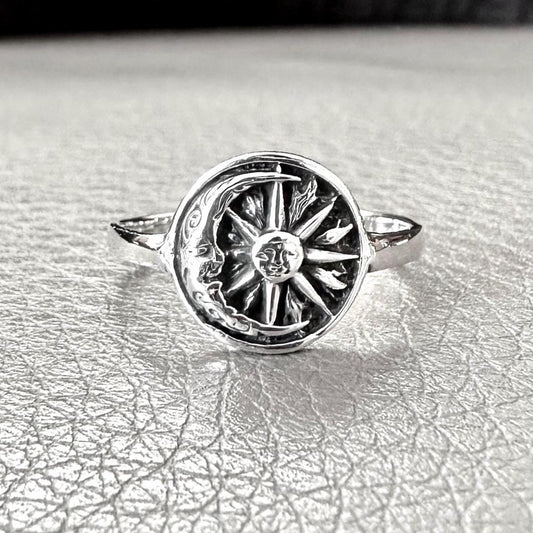 Crescent Moon and Sun Celtic Design Luna Ring
