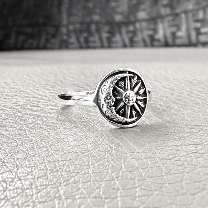 Crescent Moon and Sun Celtic Design Luna Ring
