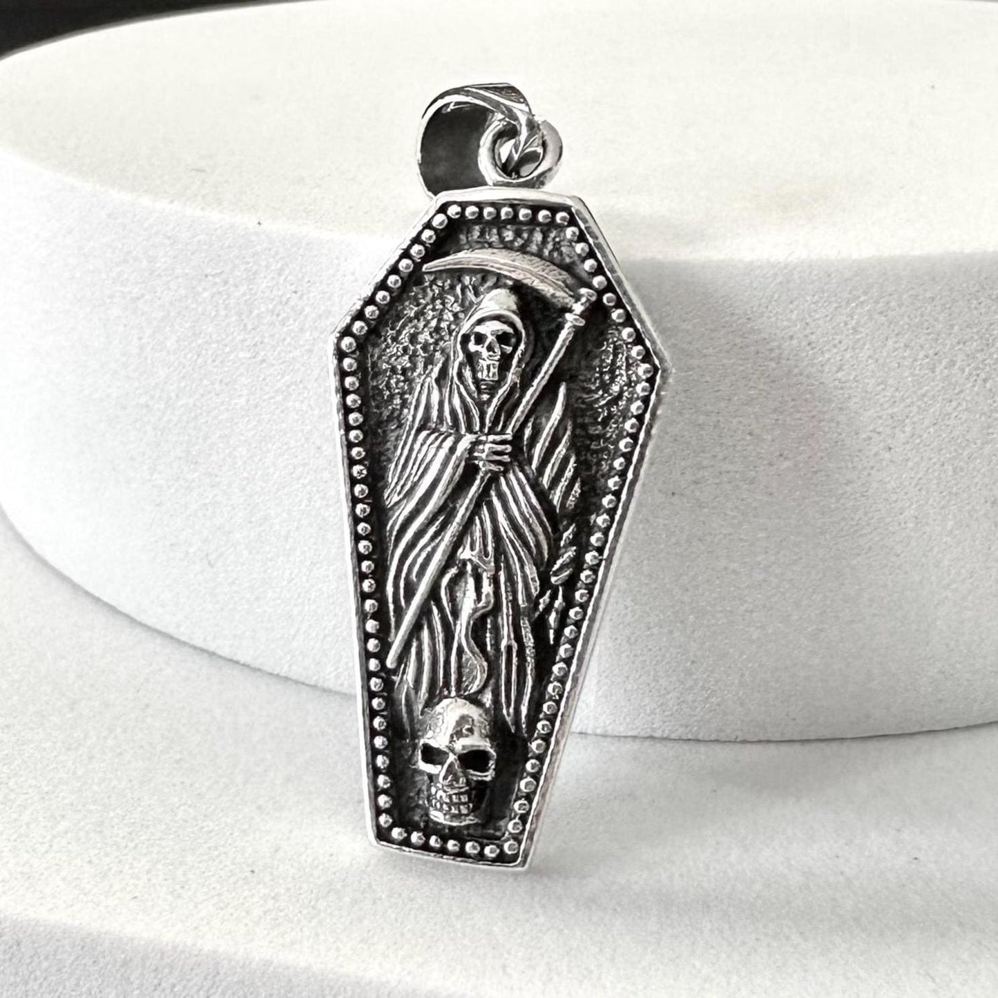Grim Reaper Coffin Gothic Skull Skeleton Pendant/Necklace