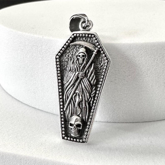 Grim Reaper Coffin Gothic Skull Skeleton Pendant/Necklace