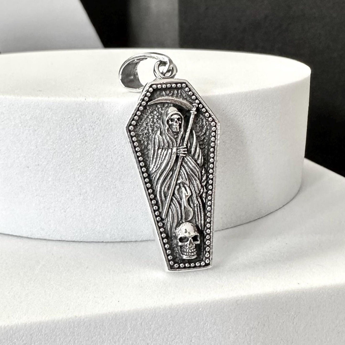 Grim Reaper Coffin Gothic Skull Skeleton Pendant/Necklace