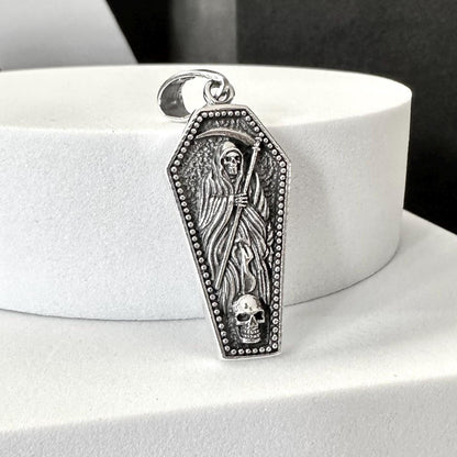 Grim Reaper Coffin Gothic Skull Skeleton Pendant/Necklace