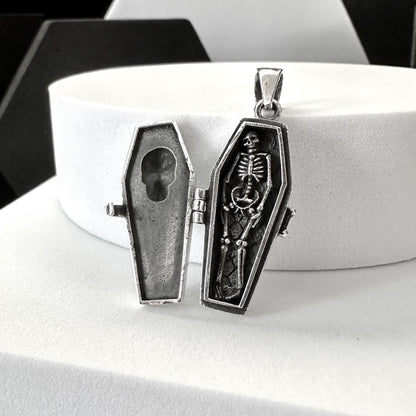 Skull Gothic Punk Skeleton Coffin Locket Pendant/Necklace