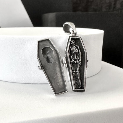 Skull Gothic Punk Skeleton Coffin Locket Pendant/Necklace