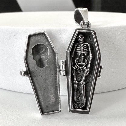 Skull Gothic Punk Skeleton Coffin Locket Pendant/Necklace