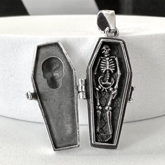 Skull Gothic Punk Skeleton Coffin Locket Pendant/Necklace