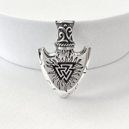 Gungnir Viking Valknut Vegvisir Head Arrowhead Pendant/Necklace