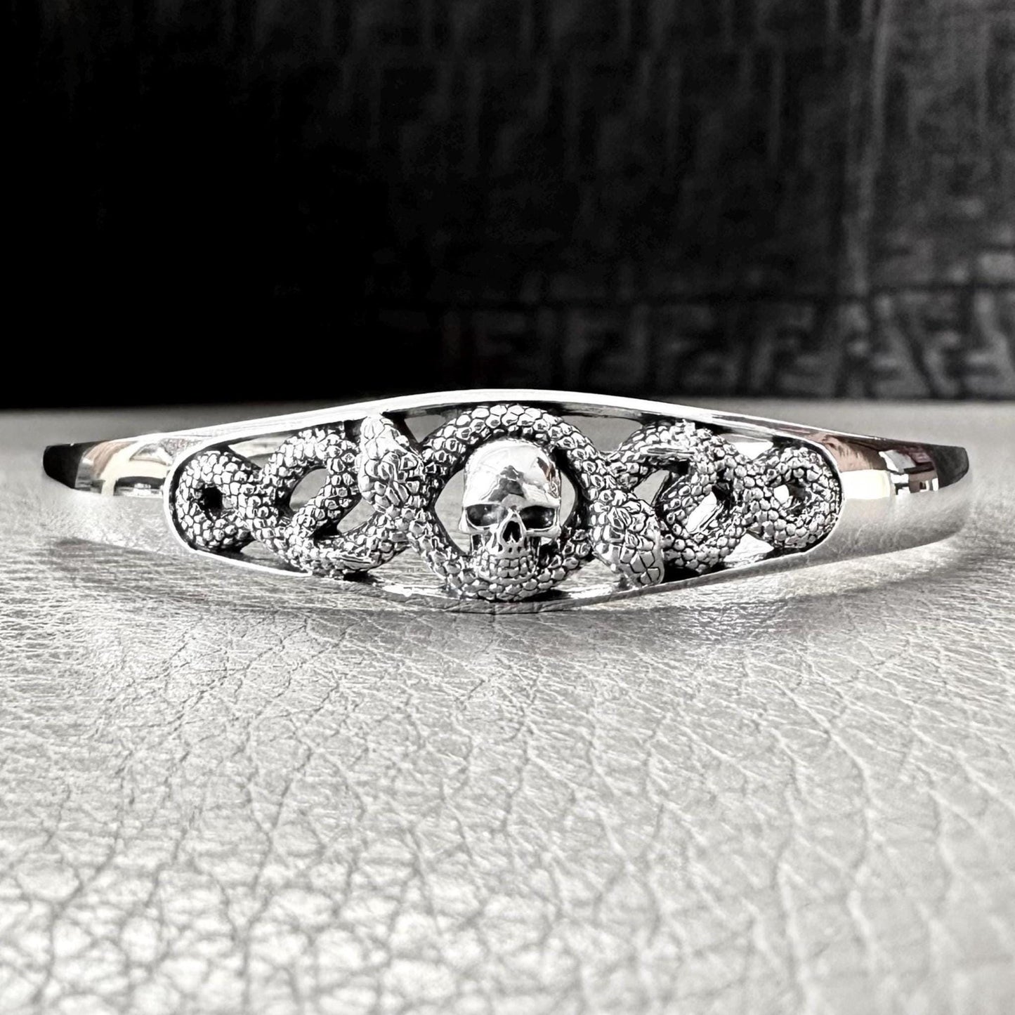 Skull Punk Biker Skeleton Gothic Snake Cuff Bracelet