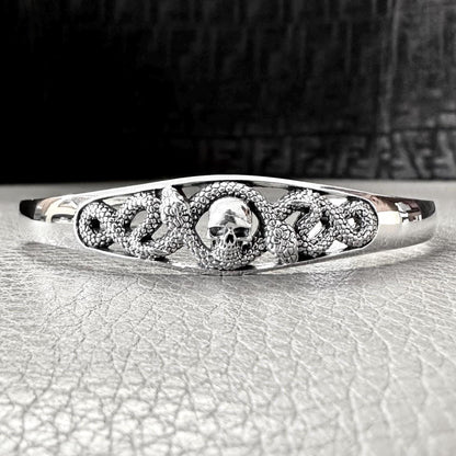 Skull Punk Biker Skeleton Gothic Snake Cuff Bracelet