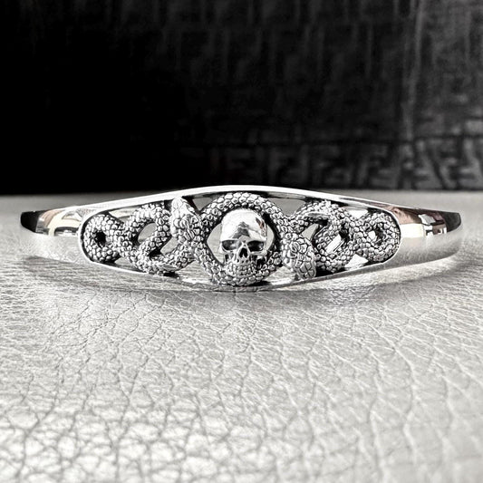 Skull Punk Biker Skeleton Gothic Snake Cuff Bracelet