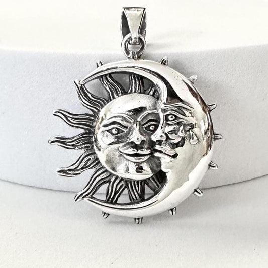 Sun & Crescent Moon Celtic Pendant/Necklace