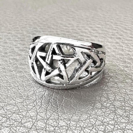 Wiccan Pentacle Gothic Magical Star Ring