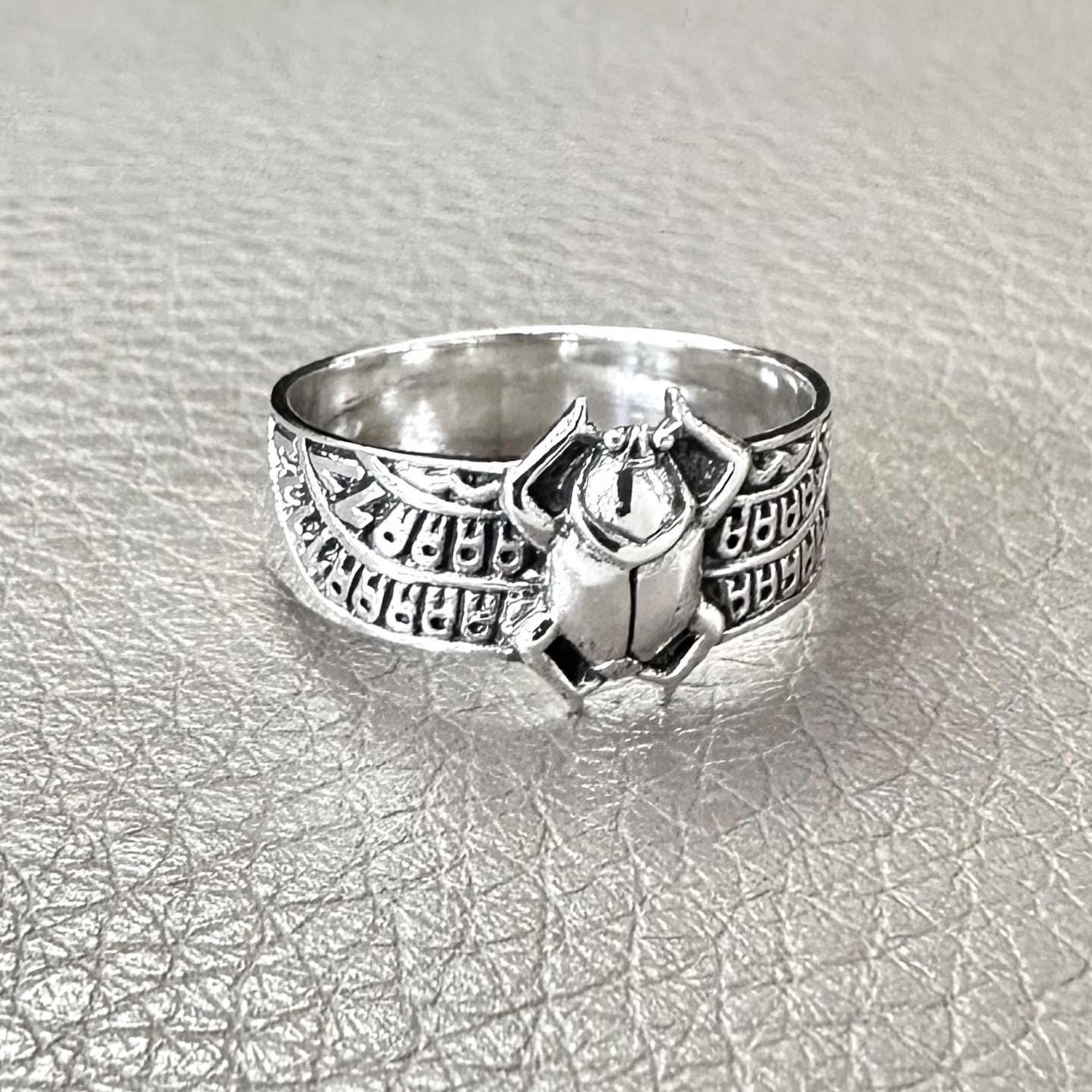 Handcrafted 925 Sterling Silver Scarab Ring Ancient Egyptian Beetle Bug Scarabaeus Amulet Ring Silver Jewelry Accessories Gift by VINTZ