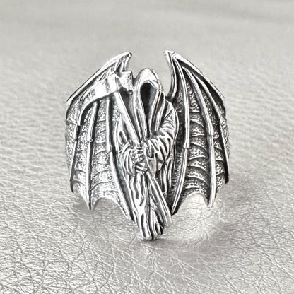 Grim Reaper God of Death Gothic Biker Skull Ring