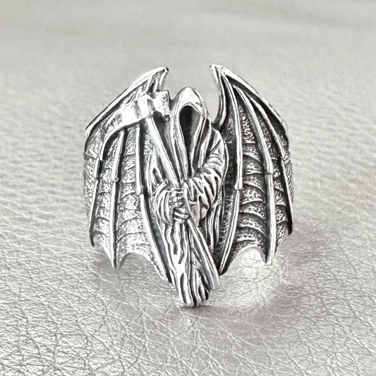 Grim Reaper God of Death Gothic Biker Skull Ring