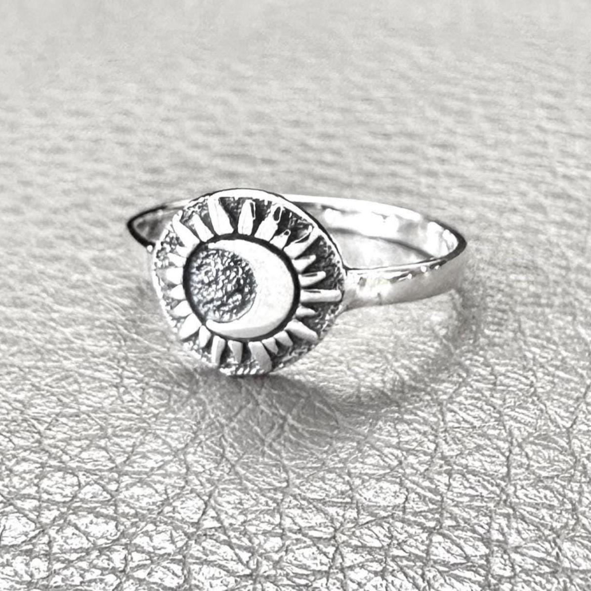 Crescent Moon and Sun Celtic Design Ring