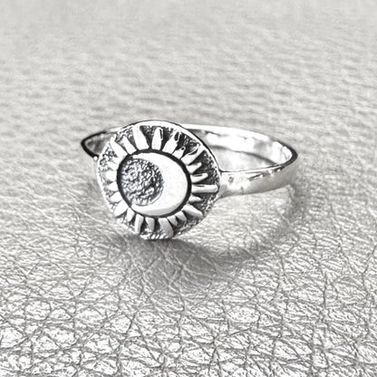 Crescent Moon and Sun Celtic Design Ring